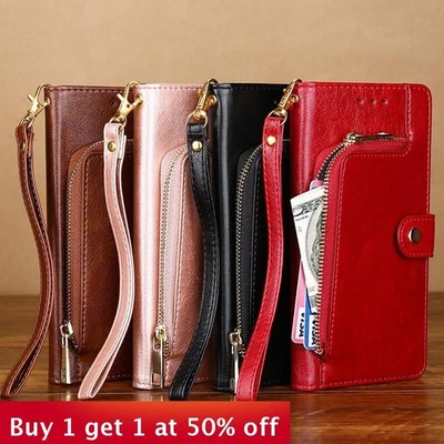 For Motorola Moto G play 5G 2025 2024 2023 Edge 50 Leather Wallet Phone Case - Image 1 of 4