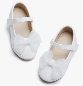 Bailarina blanca Mary Jane para niñas pequeñas zapatos planos con lazo nutria Momo talla 7 nuevos con etiquetas - Imagen 1 de 7