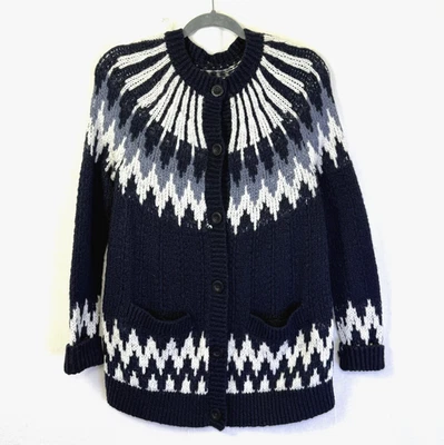 Cárdigan para mujer Abercrombie & Fitch talla S azul Fair Isle lana suéter nórdico Foto 1 de 4