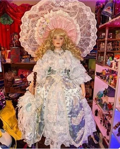 RARE Doll by Mary BLUE SOUTHERN BELL Victorian Style 1996 Vintage  - Foto 1 di 16