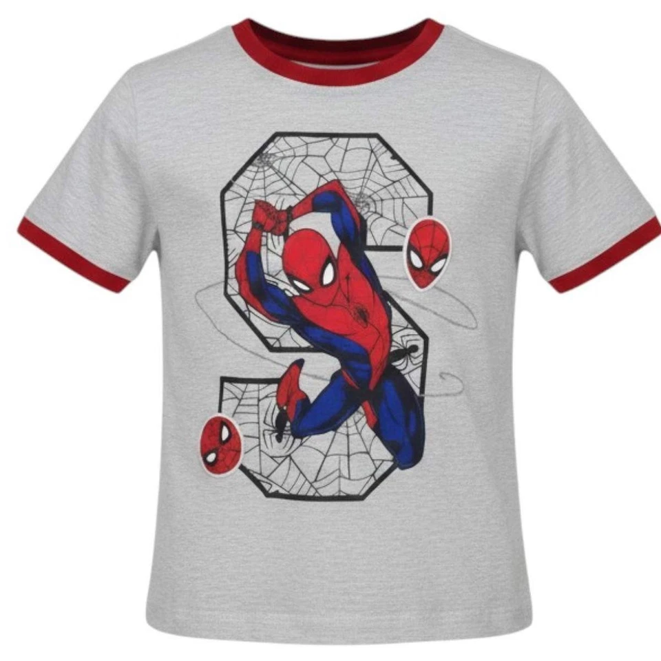 Spider-Man Camiseta Niños Gris Rojo Marvel Camisa de Manga Corta Súper Héroes - Imagen 1 de 3