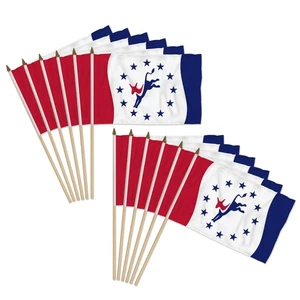12pc Pack of Democrat 12x18in Stick Flags Democratic Party Handheld Stick Flags - Picture 1 of 2