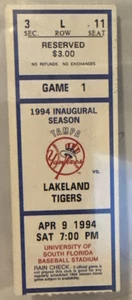 1994 Tampa Yankees Ticket Stub - DEREK JETER & MARIANO RIVERA, Inaugural Season - Picture 1 of 2