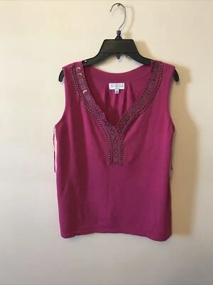 Top Joseph A Rosa Tejido Sin Mangas Embellecido Talla Pequeña Grande Cuello en V Mujer Foto 1 de 4