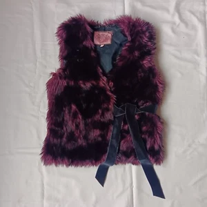 Juicy Couture Fur Wrap Vest Dark Burgundy Black P - Picture 1 of 5
