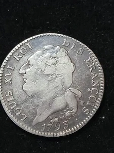 1793 A France L'an II 6 Livres French Revolution Rare Coin Crown Sized Silver - Picture 1 of 2