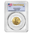 2023 $10 American Gold Eagle 1/4 oz PCGS MS70 FS Flag Label