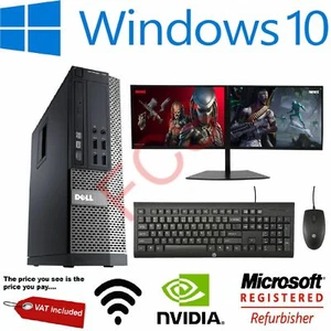 Dell Gaming & Dual Screen i5 / i7 Desktop/Tower PC Win 10 16 GB GT1050 TI 4GB - Picture 1 of 6
