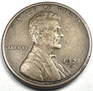 1921-S LINCOLN WHEAT CENT PENNY CHOICE XF FULL WHEAT LINES SHARP! BROWN - Picture 1 of 2