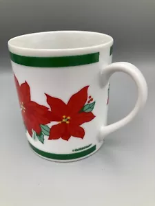 Amscan Poinsettia Christmas Mug Vintage Made In Japan Red And Green - Picture 1 of 6