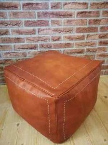 Leather Moroccan Unstuffed Boho New Handmade Brown 20''Footstool Ottoman Pouffe - Picture 1 of 6