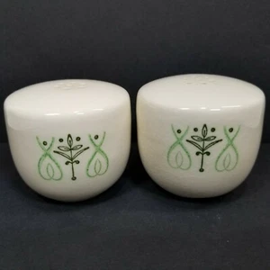 MCM Salt Pepper Shaker Set Taylor Smith Taylor Green Scroll Leaves Dots TST1091 - Picture 1 of 9