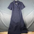 Pendleton Womens Sheath Dress Navy Blue Button Closure Size 8 Virgin Wool