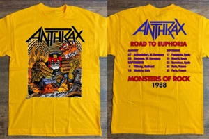 Vtg Anthrax Road To Euphoria Monster Of Rock Tour Cotton Yellow Shirt C363 - Picture 1 of 5