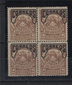 CHILE 1904 Sc.62 Telegraph overp. CORREOS MH Huemul with Tail block of 4 - Picture 1 of 1