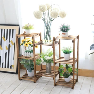 8 Tiers Wooden Garden Plant Stand Indoor Outdoor Flowers Planters Shelf Decor - Picture 1 of 12