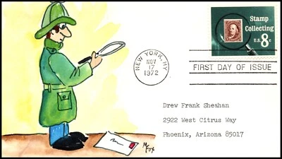 Scott 1474 8 Cents Stamp Collecting Melissa Fox Hand Painted FDC Unique? - Image 1 of 2