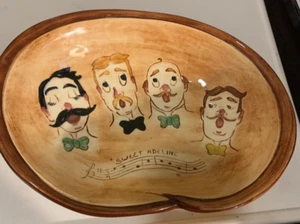 Vintage Barbershop Quartet Sweet Adeline Oval Bowl Pennsbury Pottery - Picture 1 of 2