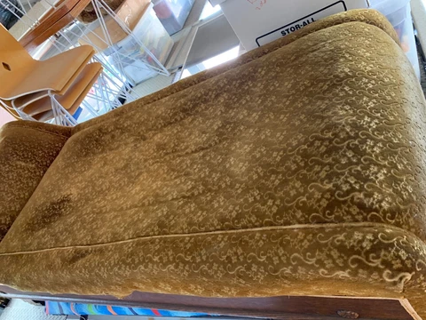Vintage Civil War era Fainting Couch Original Fabric Carved Wooden Legs Cover