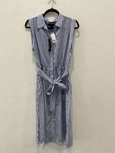 NEW Banana Republic Striped Button Up Dress Tie Front Sleeveless NWT $129 - Picture 1 of 10