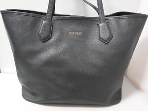 PM3 Cole Haan Crosby Black Genuine Leather Large Shopper Tote 2-Way Bag Purse