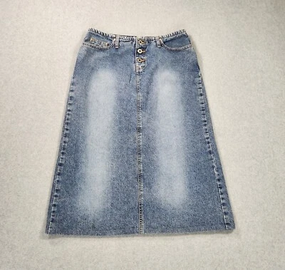 Falda vaquera azul hidráulica falda abertura trasera talla 7/8 bolsillo botón W 30" de colección Foto 1 de 4