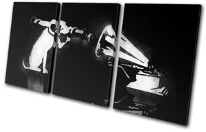 HMV Dog Rocket Launcher Banksy Hi Res TREBLE CANVAS WALL ART Picture Print - Picture 1 of 1