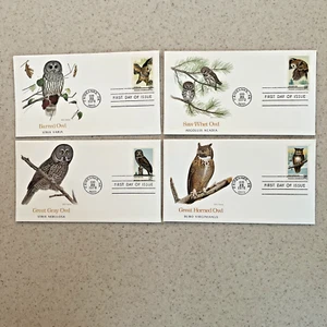 Owls of America 1978 First Day Covers Fleetwood Webb Garrison Audubon - Picture 1 of 7