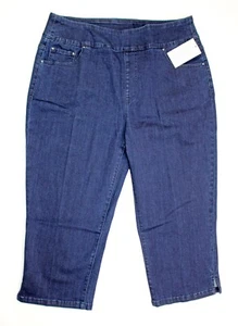 BLAIR DenimEase Pull On Flat-Waist Denim Capris, Size 18, Dark Wash, NEW!! - Picture 1 of 4