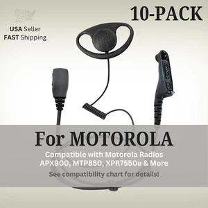 10x D-Shape Earpiece w/ PTT Mic for Motorola Radios APX900, MTP850, XPR7550 - Picture 1 of 13