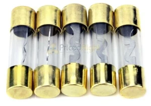 Pack of 5 Car Audio Amp Amplifier Glass 100 A AMP AGU Gold Plated Fuse USA SHIP - Picture 1 of 6
