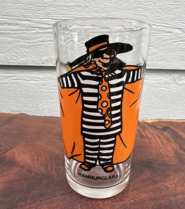 Bicchiere promozionale McDonalds Hamburglar anni 70 vintage 5" vetro trasparente - Foto 1 di 8