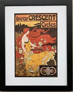 Póster de bicicleta vintage "American Crescent Cycles" (1899) arte enmarcado - Imagen 1 de 6