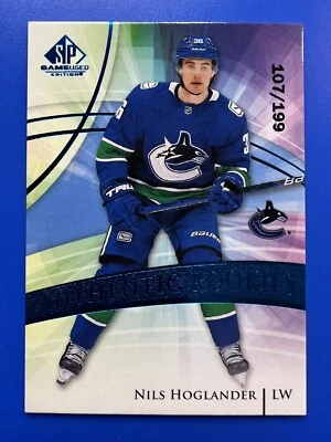 2020-21 SP Game Used Nils Hoglander Rookie Blue Burst #d 107/199 - Canucks RC - Image 1 of 2