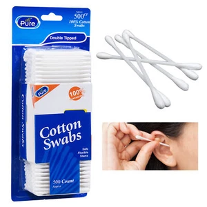 500 Ct Double Tipped Cotton Swabs Q Tip for Clean Ear Wax Removal and Makeup App - Picture 1 of 1