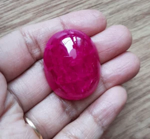 90.50cts_30x24 mm. OVAL CABOCHON REDISH PINK RUBY LOOSE GEMSSTONE - Picture 1 of 5