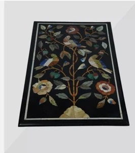 30"x24" black Marble Table Top inlay Pietra Dura coffee table home wall decor - Picture 1 of 8