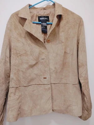 Chaqueta Brandon Thomas 100% Cuero Mujer’s Pequeña Beige Grande Blazer Estilo Abrigo Foto 1 de 4