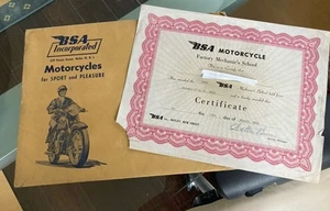 BSA Motorcycle 1969 certificado de concesionario original con sobre original - ¡genial! - Imagen 1 de 3