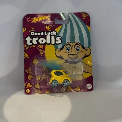 Hot Wheels Mattel Good Luck Trolls Blue Hair Metal Diecast Car Model Toy 1/64 - Image 1 of 2