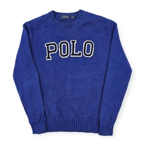 Polo Ralph Lauren Spellout Knitted Jumper Blue Men's Small - Picture 1 of 8