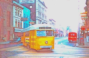 DIAPOSITIVA DUPLICADA BALTIMORE PCC ROUTE 15 #7128 FAYETTE en EUTAW 9 DE AGOSTO 1961 - Imagen 1 de 1