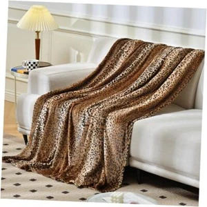 Fleece Blanket - Print Throw Blanket - Fuzzy 90" X 108" King Leopard - Picture 1 of 7