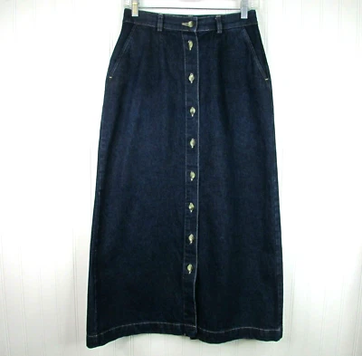 Длинная джинсовая юбка Cabin Creek размер 6 прямые пуговицы карманы кантри прерий - Изображение 1 из 4