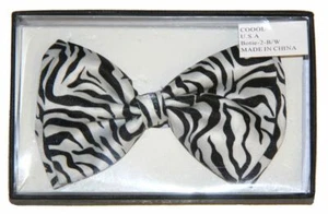 Adult Men's Zebra Print Dress-up Suit Pretied Elastic Necktie Accessory Bowtie - Picture 1 of 1