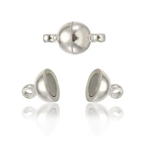 10 Set Silver Brass Magnetic Clasps Magnet Converter Nickel Free Round 11.5x6mm - Picture 1 of 8
