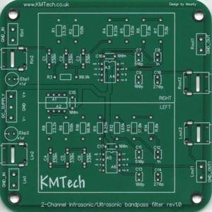 KMTech 2-channel Infrasonic/Ultrasonic Audio Bandpass Filter PCB DIY - Picture 1 of 2
