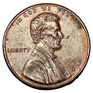 1993-D Penny Close AM Lincoln Cent DDOR Rev Rim Error 1C Coin USA Mint Currency - Picture 1 of 20