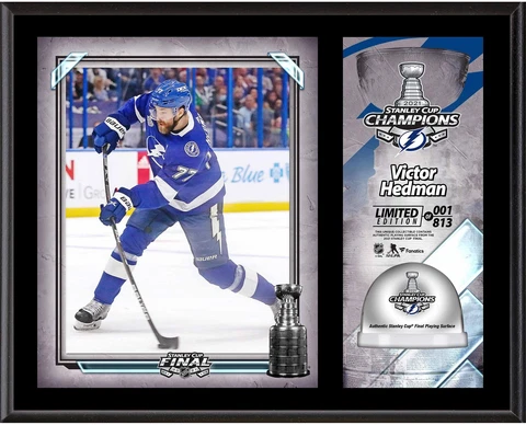 Victor Hedman 2021 SC Champ 12x15 Plaque w/GU Ice SC Final LE/813 Cover
