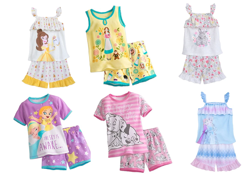 Disney Store Niñas Juego de Pijama Dormir Corto Belle Anna Elsa Miss Bunny NUEVO Foto 1 de 1